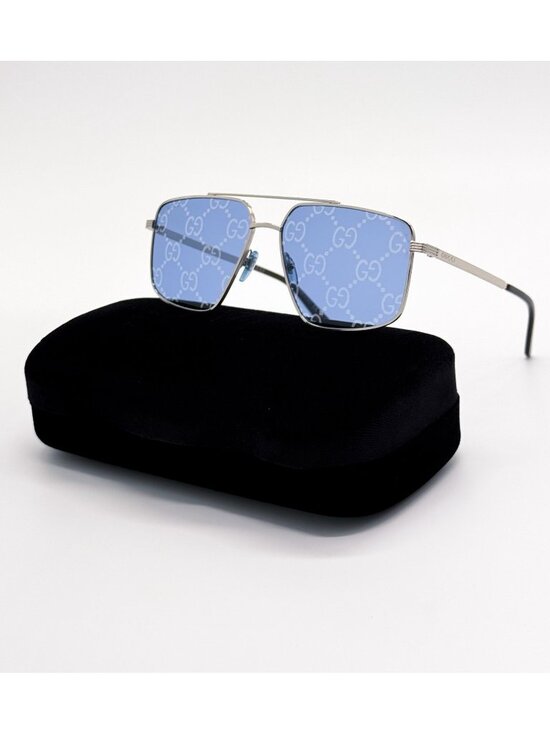 New Gucci Blue Silver Pilot Frame Sunglasses GG0941S 004 main image 7